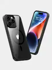 Угольный прозрачный чехол для Apple IPhone 15 Pro / 15 Pro Max с силиконовым кантом Crystal Case