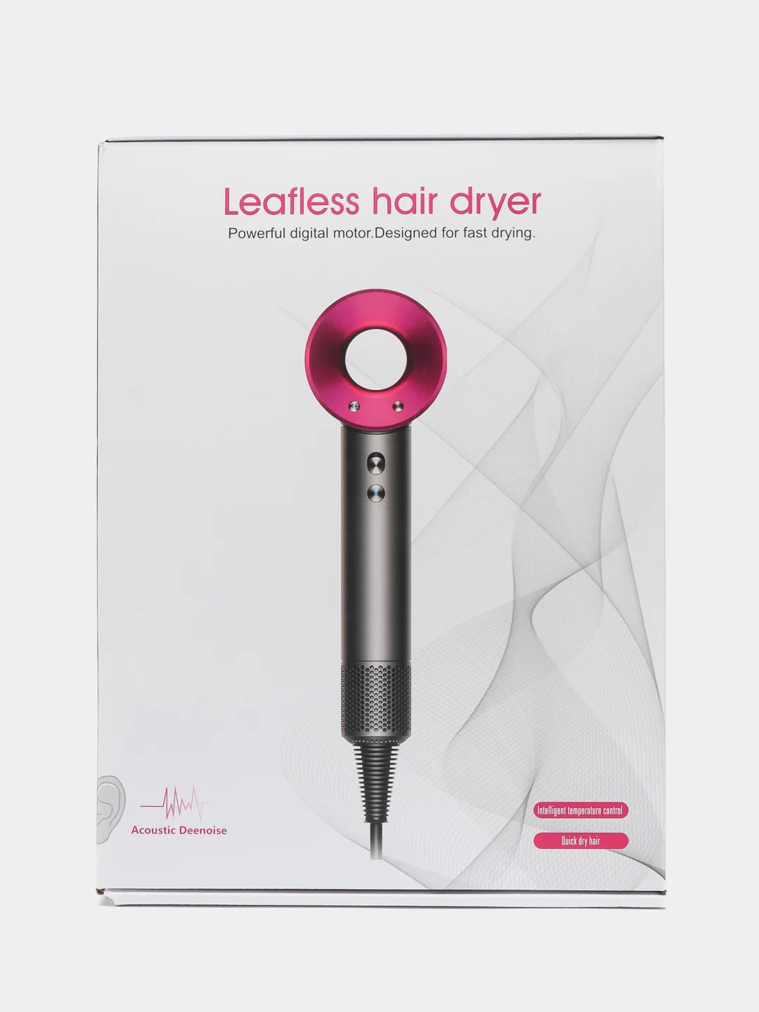 Розовый профессиональный фен для сушки и укладки волос Leafless Hair Dryer