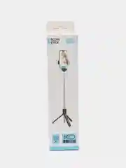 Белый монопод и штатив для селфи с Bluetooth пультом и LED-подсветкой / Селфи палка с триподом