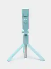 Голубой монопод и штатив для селфи с Bluetooth пультом и LED-подсветкой / Селфи палка с триподом