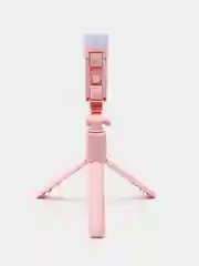 Розовый монопод и штатив для селфи с Bluetooth пультом и LED-подсветкой / Селфи палка с триподом