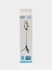Голубой монопод и штатив для селфи с Bluetooth пультом и LED-подсветкой / Селфи палка с триподом