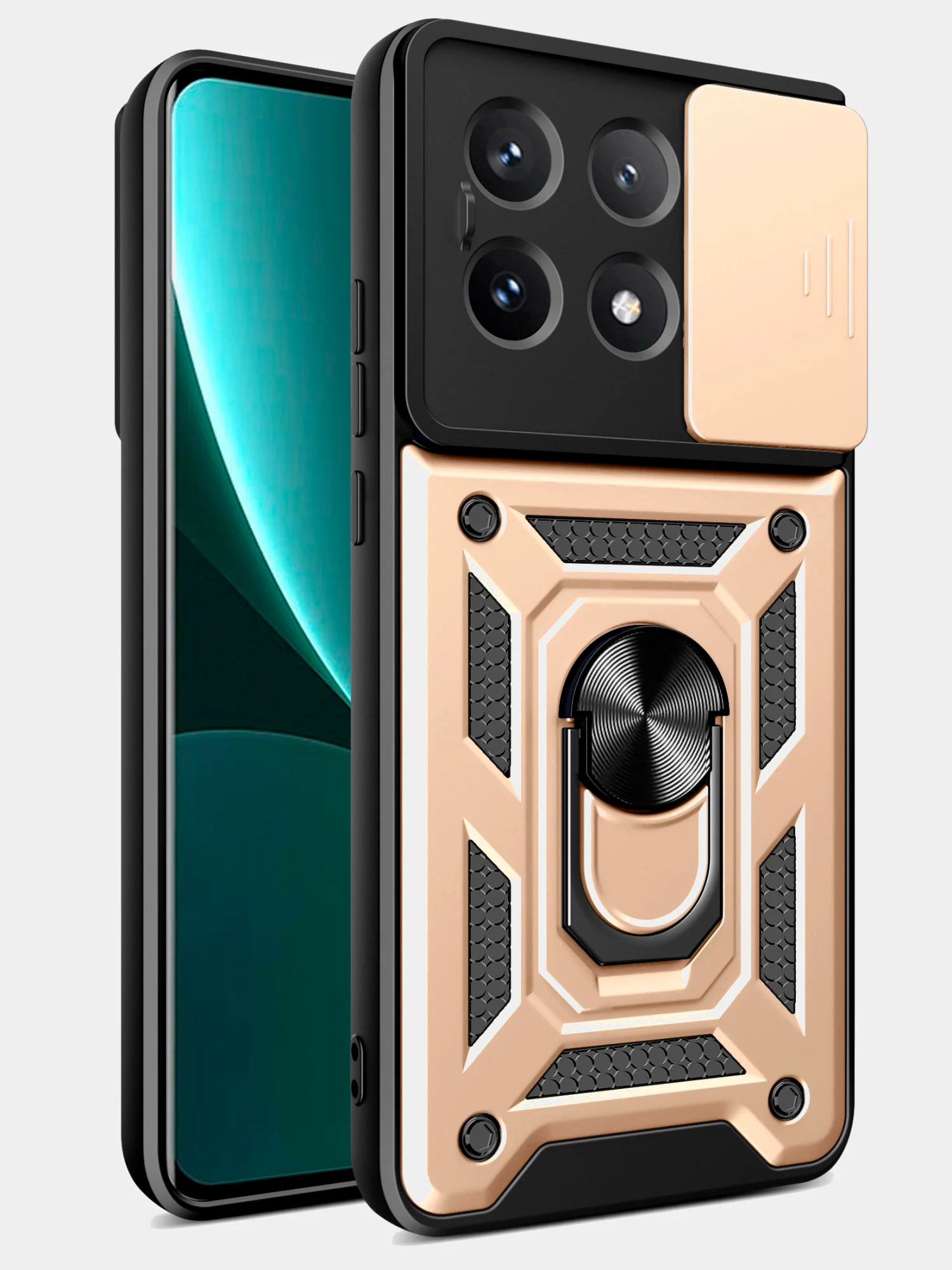 Золотой чехол противоударный armors для Xiaomi Poco X6 Pro 5G / Поко Х6 Про 5G с защитой камеры