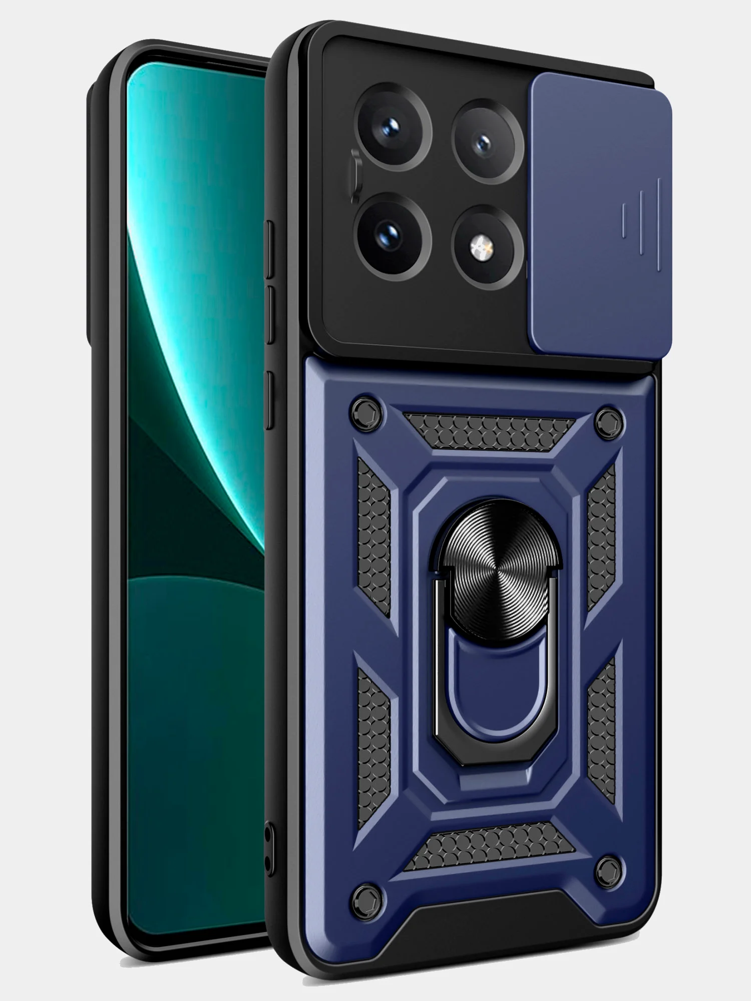 Темно-синий чехол противоударный armors для Xiaomi Poco X6 Pro 5G / Поко Х6 Про 5G с защитой камеры