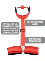 Красный бондаж чокер наручники кляп  БДСМ доминирование плетка Вартенберга стринги без лямок белье