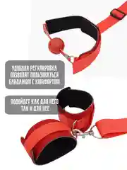 Красный бондаж чокер наручники кляп  БДСМ доминирование плетка Вартенберга стринги без лямок белье