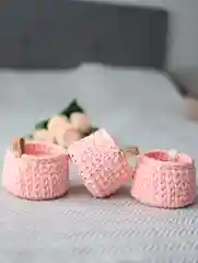 Конфетный вязаная корзина с деревянным дном для мелочей, органайзер для дома, круглая корзинка