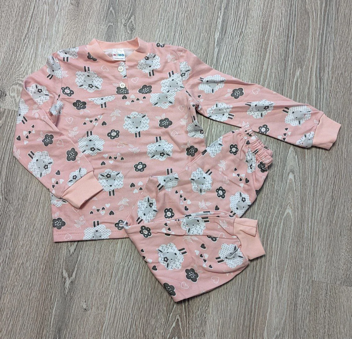 Коралловый пижама для девочки кофта штаны из хлопка, с начесом