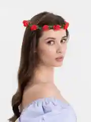 Красный венок с цветами на голову, розы, ободок на голову с цветами