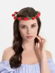 Красный венок с цветами на голову, розы, ободок на голову с цветами
