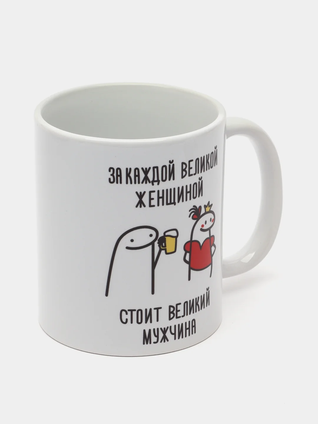 Парный набор кружек с принтом "За каждой великой женщиной", белая керамика, 330 мл, 2 шт