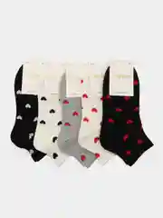 Серый носки женские укороченные, носки женские короткие с принтом,  набор 5 пар