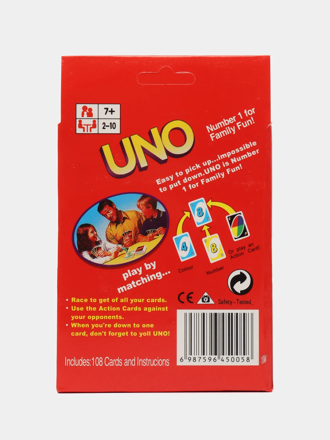 Красный настольная карточная игра УНО (UNO)l для большой компании 108 карт
