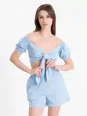 Голубой костюм женский, комплект изо льна