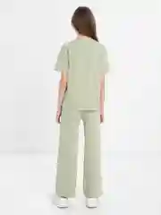 Зелёный хаки костюм для девочки, футболка и брюки палаццо, Утенок