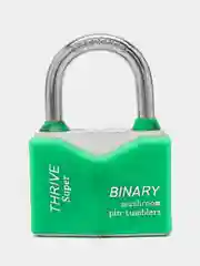 Зеленый замок навесной влагозащищенный с защитой от отмычек Binary, 40 - 70 мм
