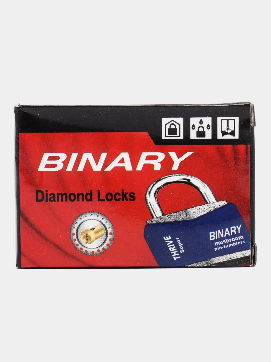 Красный замок навесной влагозащищенный с защитой от отмычек Binary, 40 - 70 мм