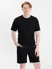 Черный мужской костюм шорты с футболкой