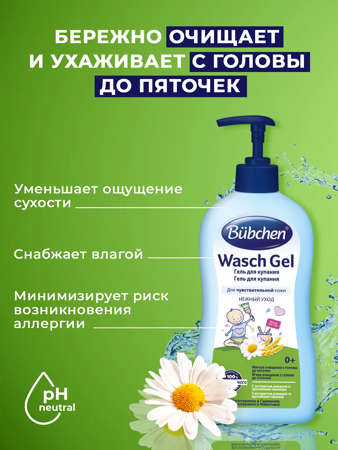 Гель для купания младенцев Bubchen, 400 мл, 2 шт