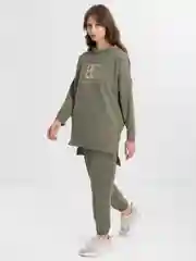 Лесной зеленый женский комплект двойка, костюм, оверсайз,  Двунитка, Турция