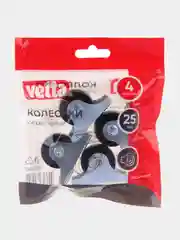 Мебельные колесики прямоходные, 4 шт, d=25 мм