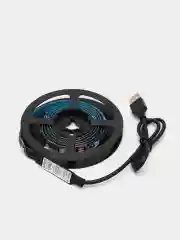 Лента светодиодная 5В, SMD5050, 4,8Вт/м, 60 LED/м, RGB, 10мм, 1м, USB, черная, IP65 LAMPER