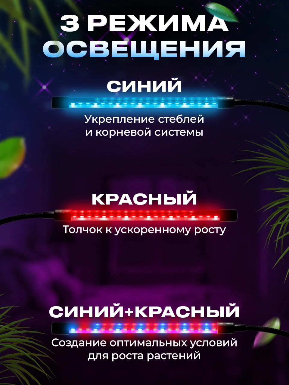 Фитолампа для растений и рассады Ocean of Light, светодиодная, 4 лампы