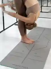 Серый коврик для йоги и фитнеса Hamsa Yoga, нескользящий TPE