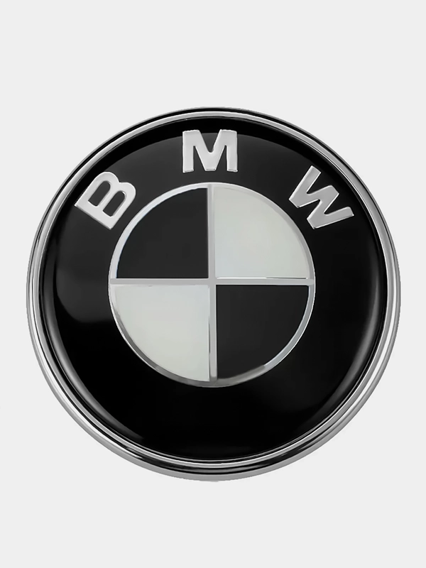 Эмблема BMW бмв черная на капот и крышку багажника, сменная заглушка 82 мм