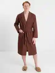 Тёмно-коричневый халат вафельный мужской, банный, домашний, 100% хлопок р.42-54