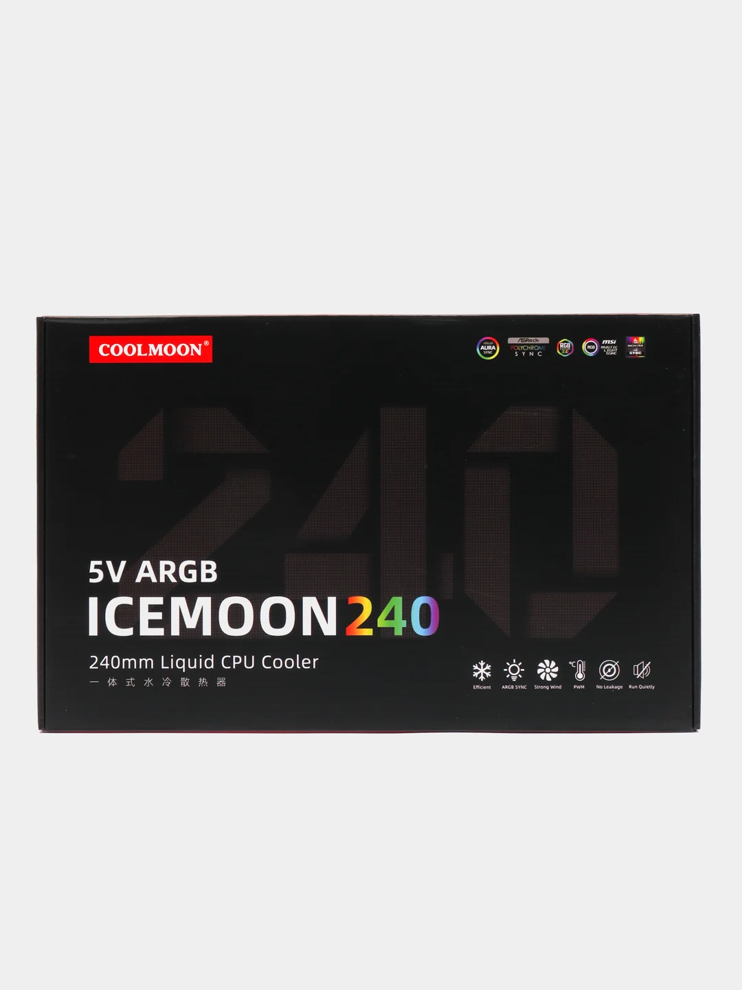 Система водяного охлаждения процессора Coolmoon ARGB 240 с датчиком температуры. Черный