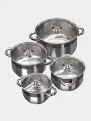 Набор кастрюль из нержавеющей стали AQRA - 2,1 л, 2,9 л, 3,9 л, 6,2 л