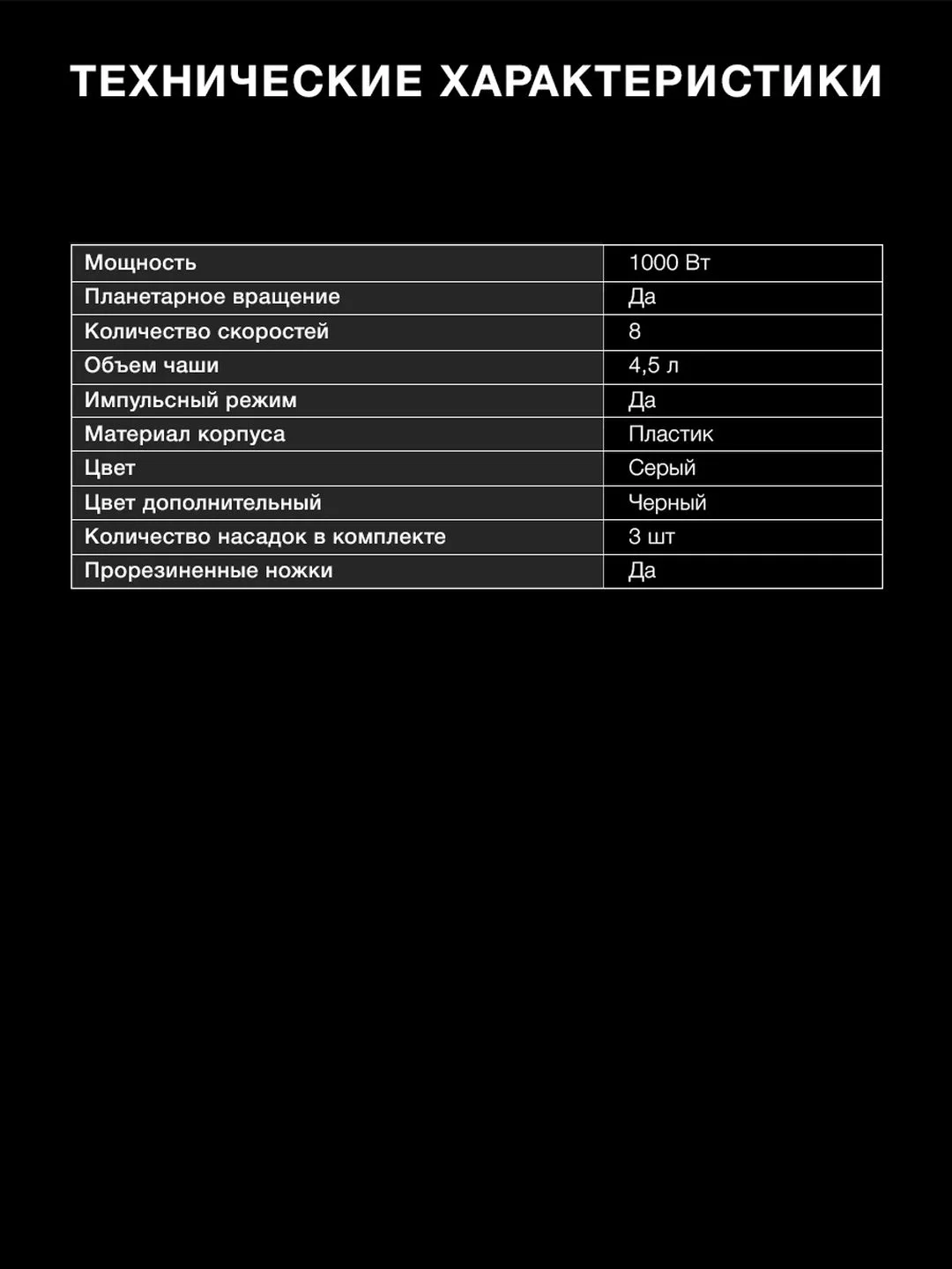 Миксер планетарный Hyundai HYM-S5451, серый/черный