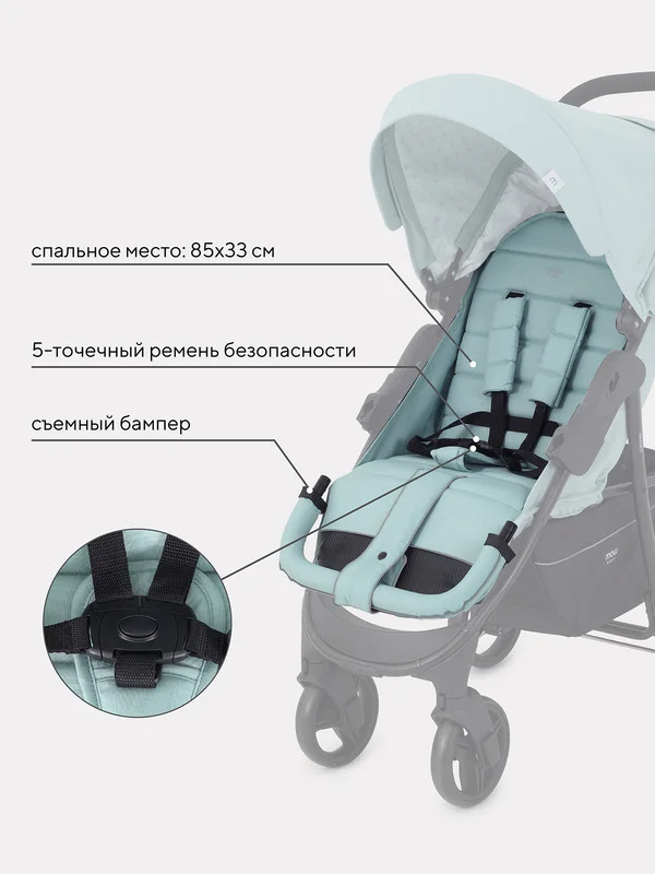 Мятный коляска детская MOWBaby "CROSS" RA080 Mint 2024