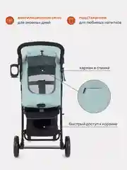 Мятный коляска детская MOWBaby "CROSS" RA080 Mint 2024
