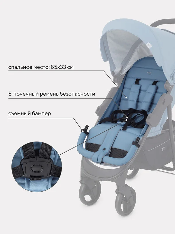 Голубой коляска детская MOWBaby "CROSS" RA080 Blue 2024