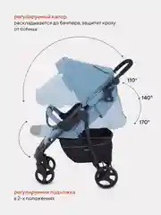 Голубой коляска детская MOWBaby "CROSS" RA080 Blue 2024