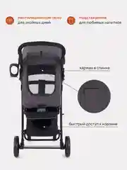 Тёмно-серый коляска детская MOWBaby "CROSS" RA080 Carbon 2024