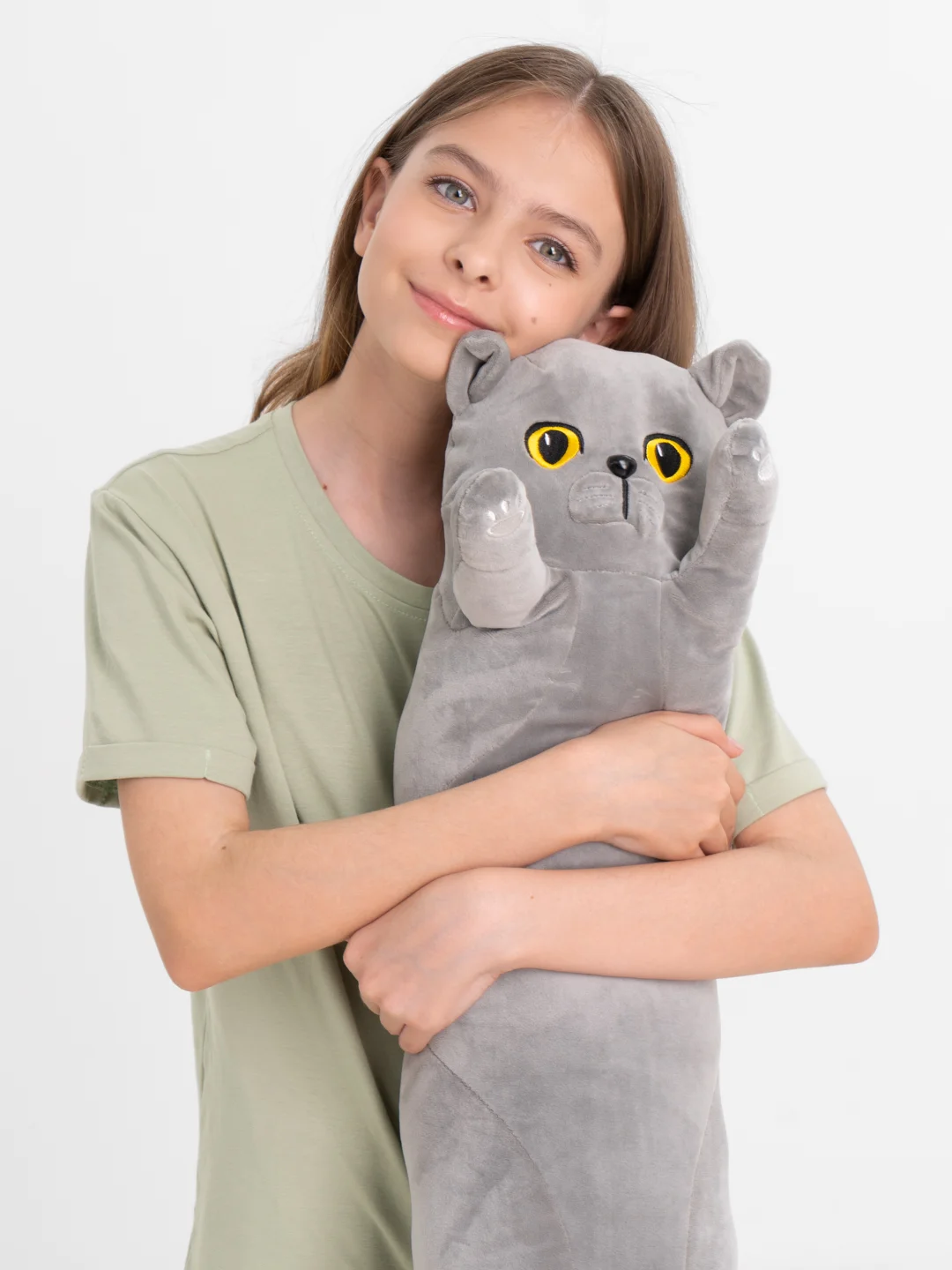 Кот батон Британец дымчатый, мягкая игрушка, обнимушка, 50 см, 70 см, 90 см, 130 см