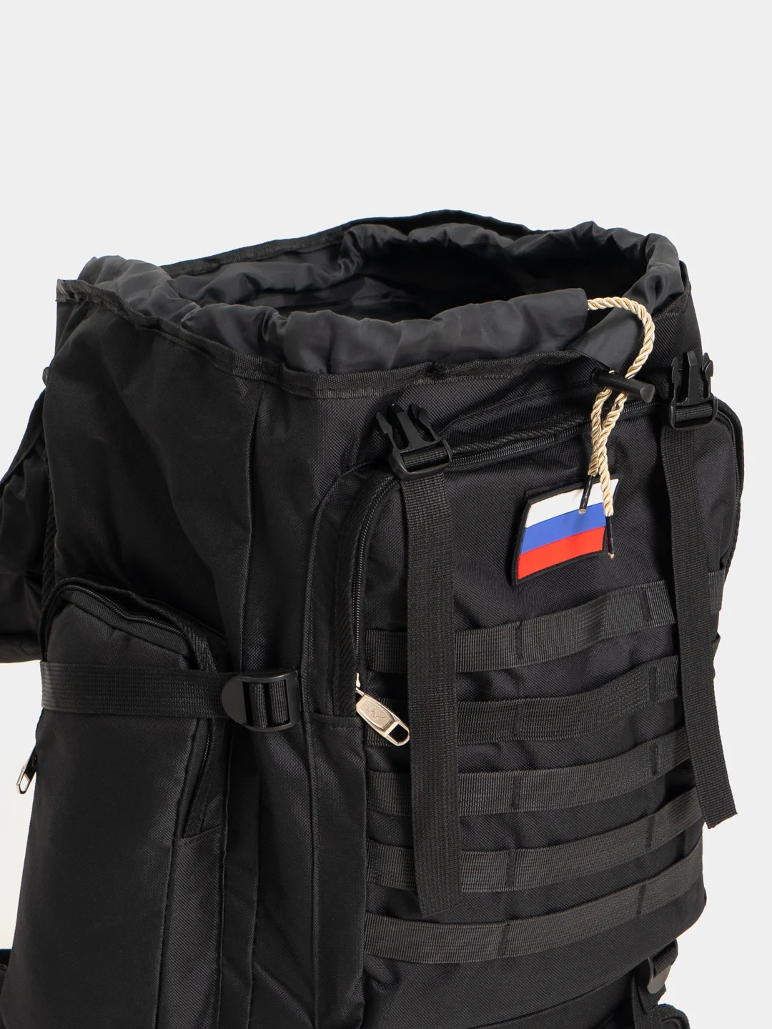 Черный рюкзак туристический, тактический, с флагом РФ, 50 л