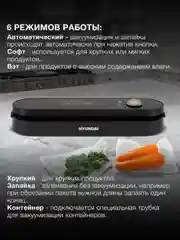 Вакуумный упаковщик Hyundai HY-VA3003 110Вт черный/серый