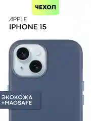 Черный чехол MagSafe для iPhone 15 Pro Max Plus кожаный ROSCO из экокожи с защитой камер магнитом