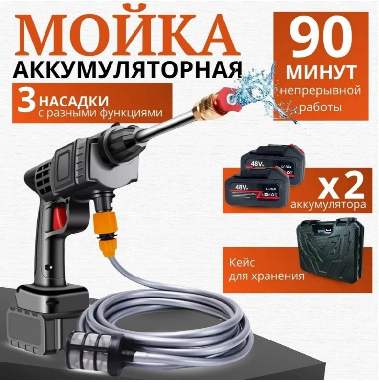 Автомобильная мойка для авто /Минимойка на аккумуляторе/ Мойка высокого давления
