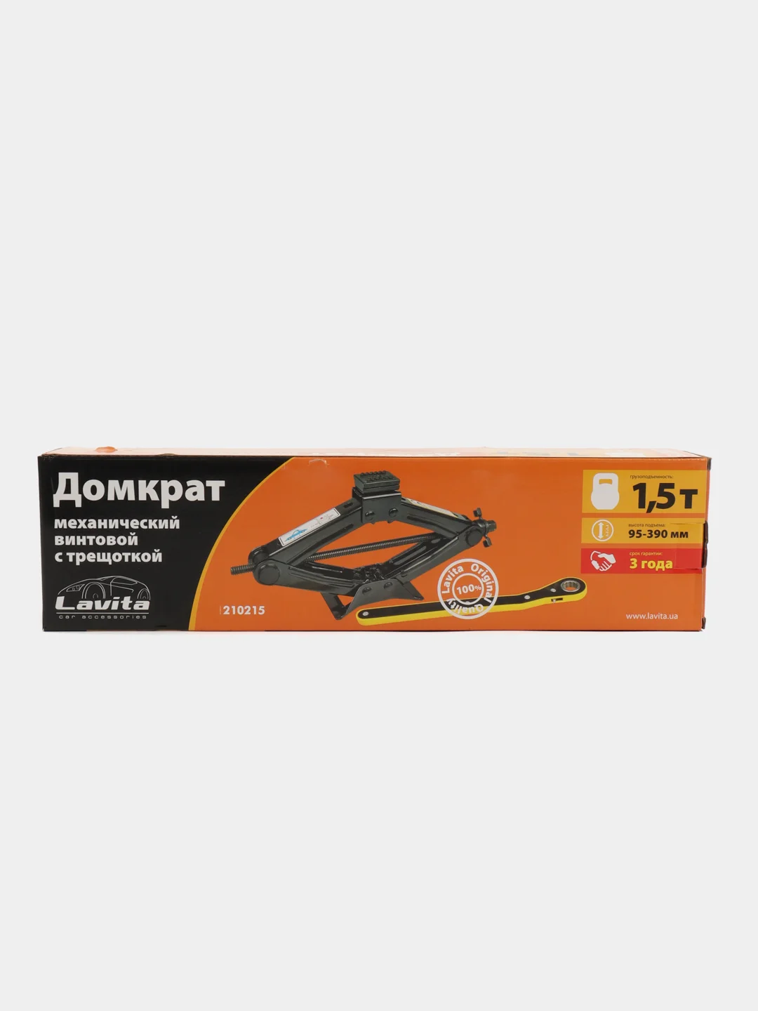 Домкрат автомобильный, 1.5 т, с трещоткой