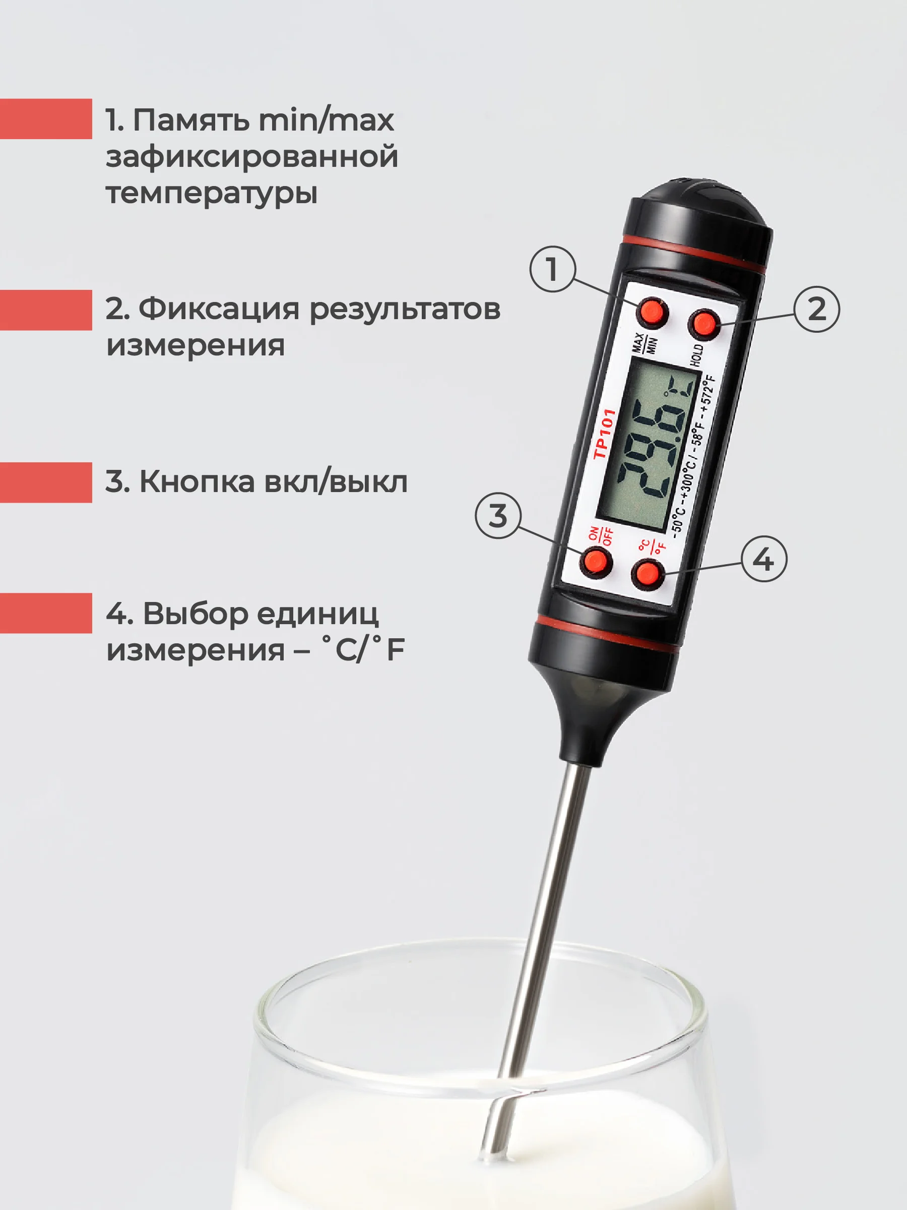 Термометр кулинарный Shiny Kitchen, термощуп