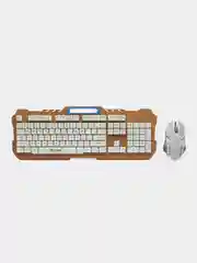 Белый игровой набор: Игровая Клавиатура и Игровая Мышь. С подсветкой и подставкой для телефона