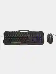 Черный игровой набор: Игровая Клавиатура и Игровая Мышь. С подсветкой и подставкой для телефона