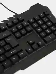 Черный игровой набор: Игровая Клавиатура и Игровая Мышь. С подсветкой и подставкой для телефона