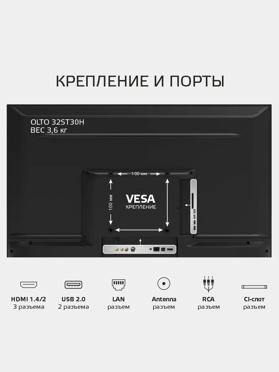 Телевизор OLTO 32ST30H 32" (81 см), HD, Smart TV, WiFi, Android 11, гарантия 1 год