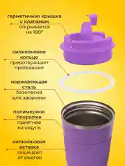 Фиолетовый термокружка автомобильная 510 мл, термостакан для кофе, автокружка